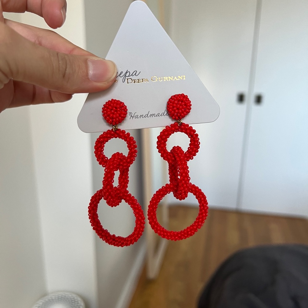 Deepa Gurnani Red Earrings